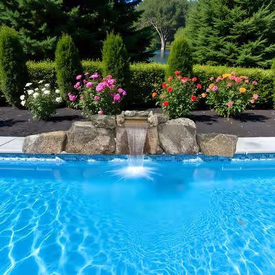 Natural stone waterfall kit 1017 with a tall multi-tier rock face