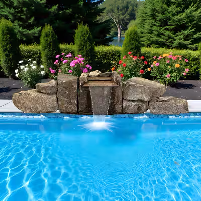 Pre-engineered natural stone pool waterfall kit 1025 with cascading water