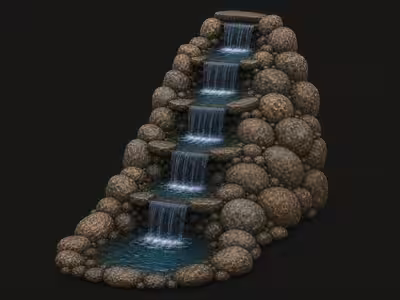 AWS natural stone multi-tier waterfall illustration