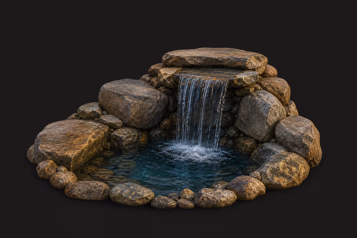 AWS natural stone one-tier waterfall illustration