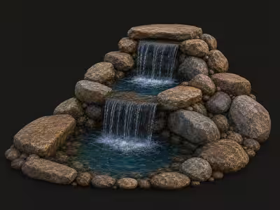 AWS natural stone two-tier waterfall illustration
